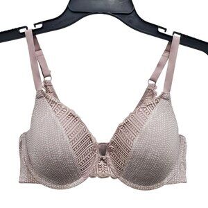 Maidenform 09404 Comfort Devotion Full Coverage Lace Trim Taupe Dot Bra Size 34C